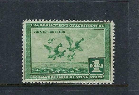 US #RW3- 1936 HUNTING PERMIT (DUCK STAMP) MINT NEVER HINGED