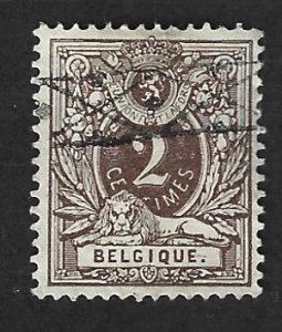 BELGIUM Scott #55  Used 2c stamp . 2022 CV $1.65