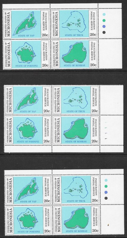 MICRONESIA (30) Setenant Blks-Plate Blocks Sc#4a (Sc#1-4) ALL Mint Never Hinged