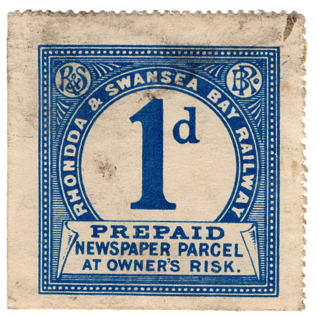 (I.B) Rhondda & Swansea Bay Railway Prepaid Newspaper Parcel 1d Great Britain, Stamp / HipStamp