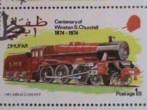 ​GRATE BRITAIN-DUYFAR-1974-CENTENARY OF WINSTON CHURCHILL-TRAIN CT0-SHEET-VF