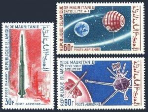 Mauritania C44-C46, MNH. Mi 266-268. Diamant Rocket, Satellites A-1, FR-1, 1966.