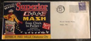 1939 Oklahoma USA Advertising Cover Superior Mash Chick To Pullet To Omaha NB