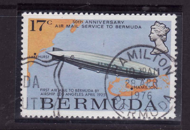 Bermuda-Sc#319-used 17c US navy airship Los Angeles-Maps-Planes-1975-