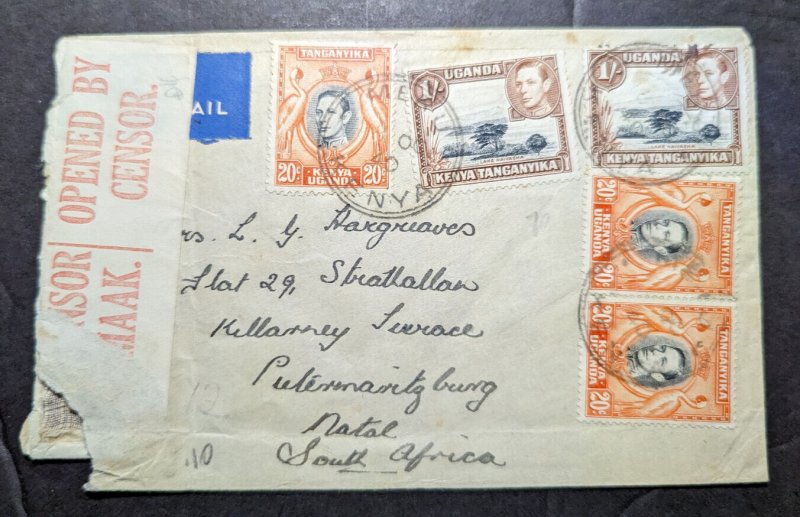 1940 Censored British KUT Airmail Cover Meru Kenya to Natal South Africa