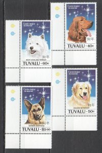 B1449 1994 Tuvalu Fauna Domestic Animals Pets Dogs #683-86 Set Mnh