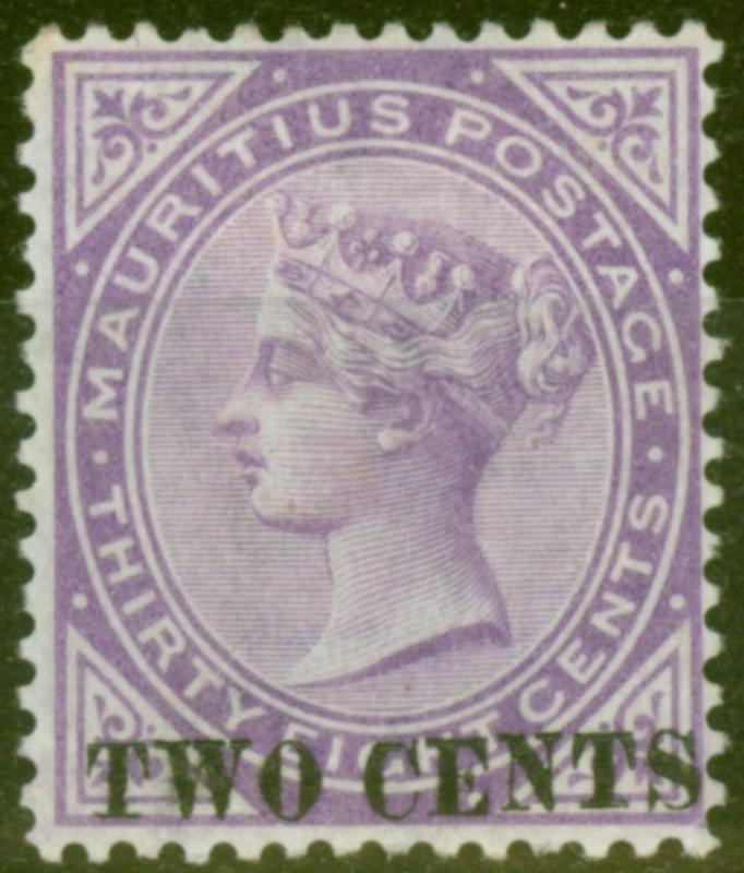 Mauritius 1891 2c on 38c Brt Purple SG121 Fine & Fresh Mtd Mint