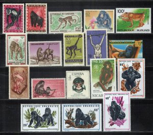 Monkeys Collection Mint/Used Animals Gorillas Orangutan ZAYIX 0224S0014