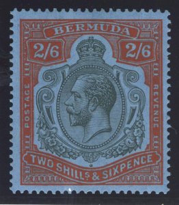 Bermuda 1931 KGV 2s6d black & scarlet-vermilion/deep blue MLH. SG 89j. Sc 95b.