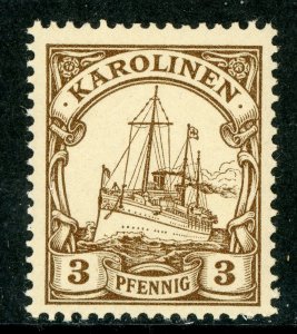 Caroline Islands 1901 Germany 3 pfg Yacht Ship Unwatermarked Scott #7 MNH F461