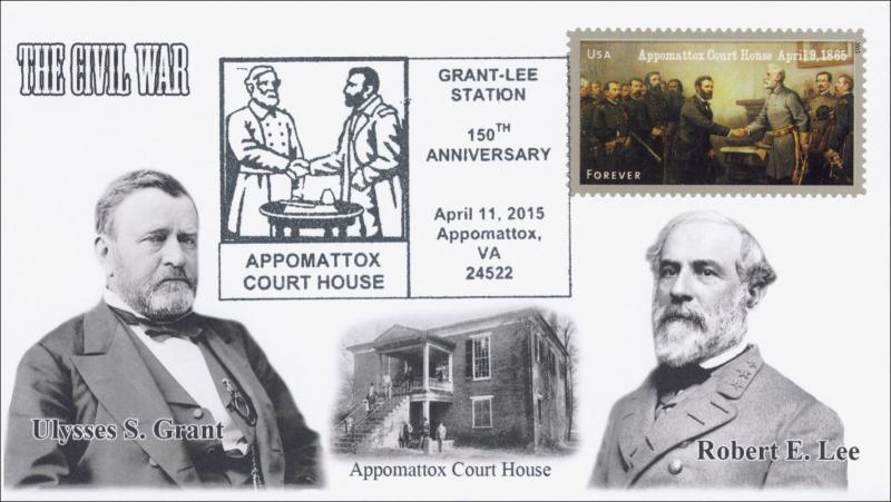 2015, Appomattox VA, Grant-Lee, Civil War, Pictorial Postmark, April 9, 15-076 