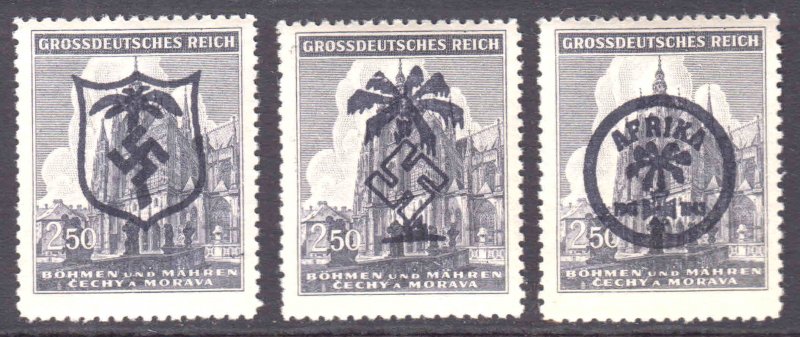 BOHEMIA & MORAVIA 89 3 DIFF. AFRIKAKORP LOCAL FELDPOST OVERPRINTS OG NH U/M VF