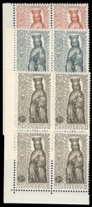 Liechtenstein #284-286 Cat$150+, 1954 Madonna, set of three in sheet margin b...