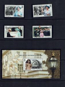 Tuvalu: 1999, Queen Elizabeth the Queen Mother, Centenary, MNH set + M/S