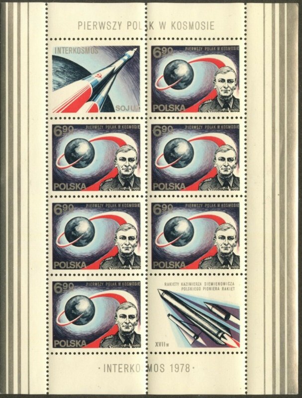POLAND Sc#2270-71 & 2270a-71a in sheets of 6 1978 Polish Cosmonauts Mint NH