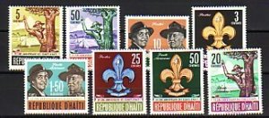 Haiti, Scott cat. 491-495, C193-C195. Scout Anniversary issue. Light Hinged.