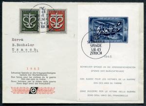 SWITZERLAND SPECIAL CANCEL COVER SCOTT#B141/43 MI#BL11 (250 euros) AS SHOWN