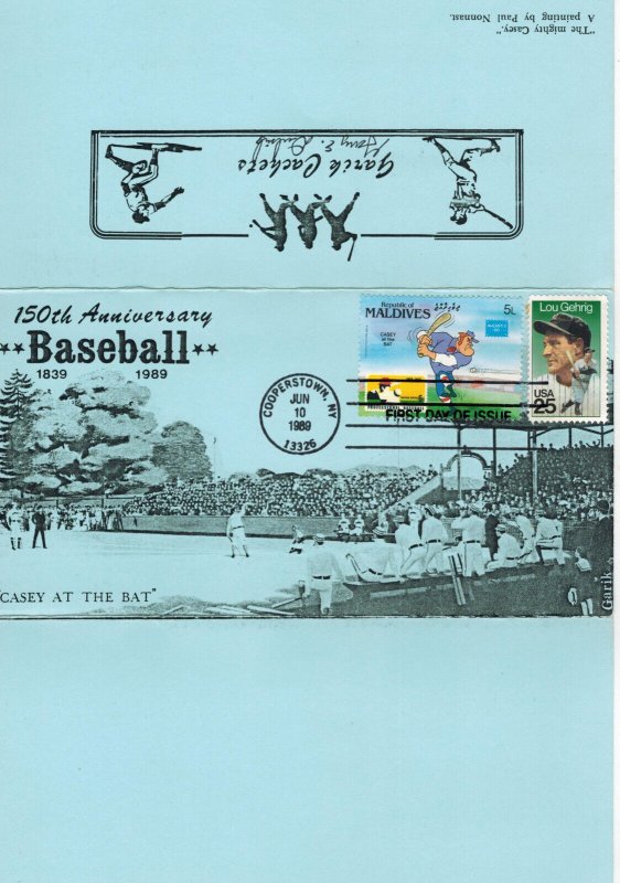 1989 BASEBALL 150th ANNIV. 2417 LOU GEHRIG FOLDOUT SHEET THE MIGHTY CASEY AT BAT