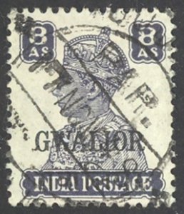 India Gwalior Sc# 110 Used 1942-1949 8a overprint King George VI