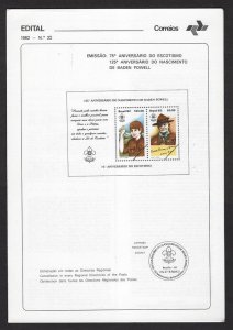 1982 Brazil Boy Scout 75th anniversary SS announcement folder