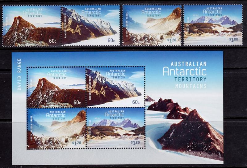 Australian Antarctic Territory L168-171, L171a MNH - Mountains Set & Souvenir...