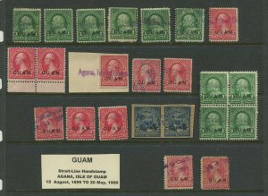 GUAM 1//5 Overprint Straight Line Cancel Stamp Student Study SCV $650+ (By 965)