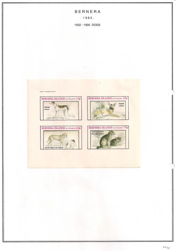 SCOTLAND - BERNERA - 1982 - Dogs (1) - 4v Imperf Sheet - MLH