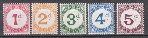 Tristan da Cunha - 1957 Postage Due stamp set Sc# J1/J5 - MNH (8850)