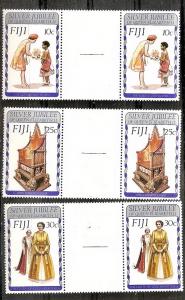 FIJI 371-73 MNH 1977 Silver Jubilee Gutter Pairs