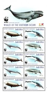 South Africa - 1999 WWF Whales Booklet Sheet MNH** SG 1101-1104