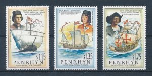 [116797] Penrhyn 1992 500th Anniversary discovery America Columbus  MNH