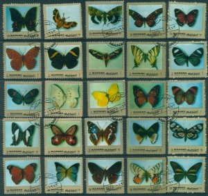 Manama 1972 Mi#941/1105/1117 Butterflies gold frame CTO