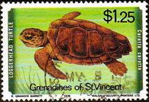 St. Vincent Grenadines Used Loggerhead Turtle, S/N:160