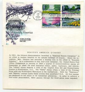 1365-68 Beautification of America, Cover Craft Cachets, CCC, block of 4, FDC