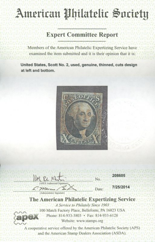 U.S. #2 USED WITH APS CERT