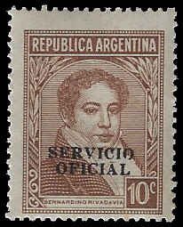 Argentina #O44 MNH; 10c Official Stamp - Rivadavia (1939)