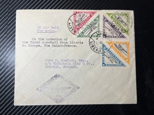 1937 Liberia Airmail First Flight Cover FFC Monrovia to Ipswich England