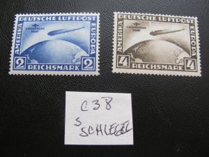 GERMANY 1930 MNH C38 SIGNED SCHLEGEL SC C38-9  Zeppelin  XF 3900 EUROS (115)