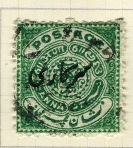 INDIA; HYDERABAD 1911 early OFFICIAL Optd. classic issue used 1/2a. value