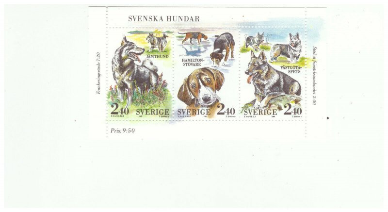 SWEDEN SC.1765 SWEDISH DOGS MNH BKLT. PANE. BKPG22
