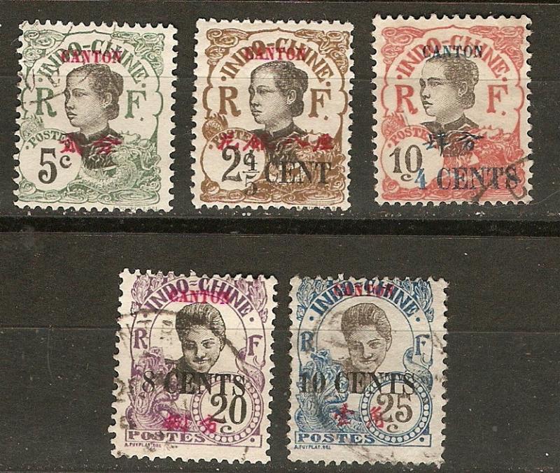 France Off China Canton 5 Diff U/M F/VF 1908-15 SCV $7.45