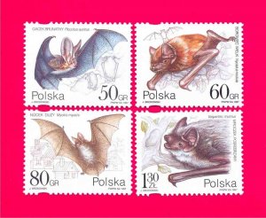 POLAND 1997 Nature Fauna Wild Animals Bats 4v Mi3656-3659 MNH