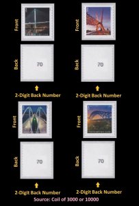 US 5808-5811 Bridges presorted first-class 25c coil set 4 2d back # MNH 2023