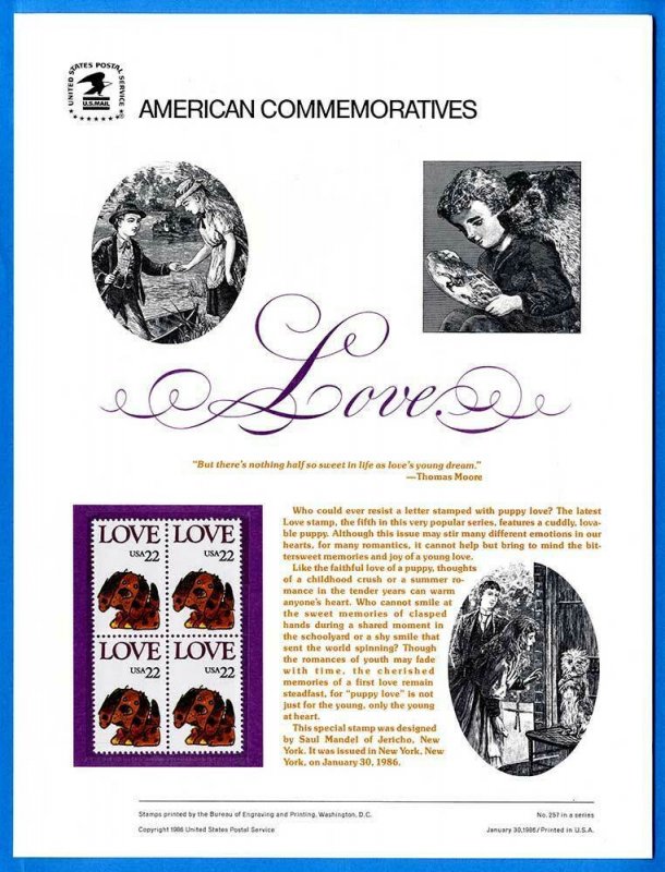 USPS COMMEMORATIVE PANEL #257 LOVE #2202