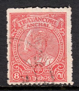 India (Travancore) - Scott #48a - Used - Thinning, crease - SCV $3.00