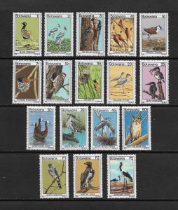 BIRDS - BOTSWANA #198-214 MNH