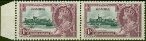 Gambia 1935 1s Slate & Purple SG146a Extra Flagstaff V.F LMM in Pair