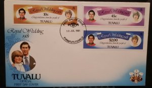 Tuvalu 1981 Royal Wedding - Royal Yachts Charles & Diana FDC First Day Cover