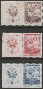 CZECHOSLOVAKIA 1948 Sc 343-45  MLH VF + Coupons/labels - Sokol / Sports