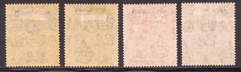 Ascension Scott 1-4 Unused LHROG - 1922 St Helena Black Overprints - SCV $58.00